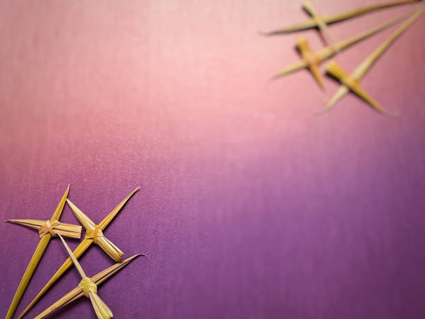 Lent Season,Holy Week and Good Friday Concepts Crosses made of palm leaves in vintage background. Stock photo. the passion of jesus stock pictures, royalty-free photos & images