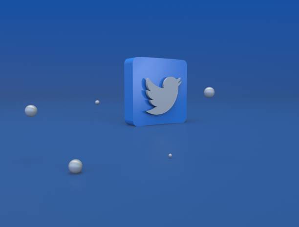 logotipo de twitter 3d render imagen 3d ilustración - twitter fotografías e imágenes de stock