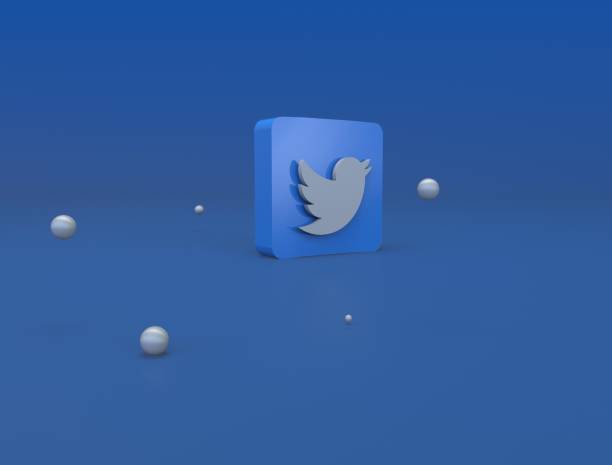 twitter 3d logo 3d render image illustrazione - twitter foto e immagini stock