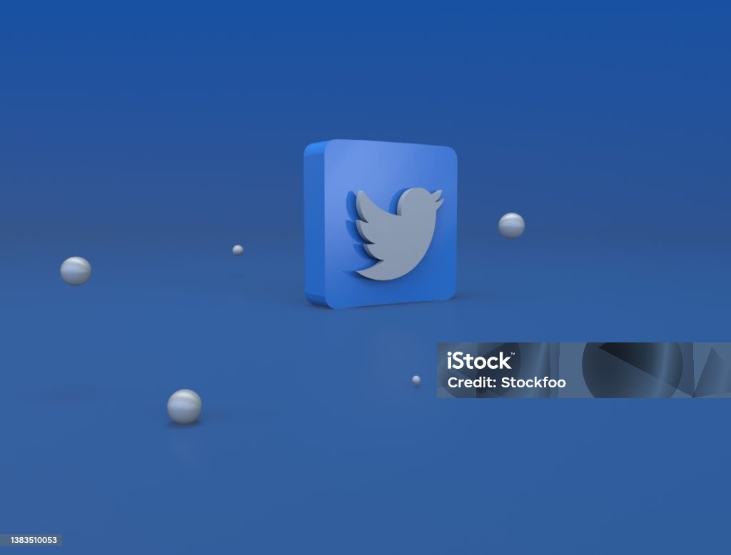 Twitter 3D Logo 3D render image Illustration Online Messaging Stock Photo