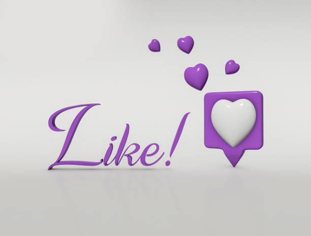 Like with beautiful Hearts written Follow 3D render image