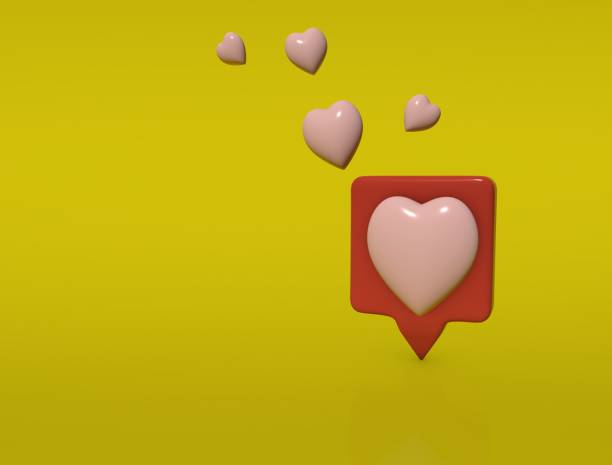 istock Like with beautiful Hearts written Follow 3D render image 1383510162