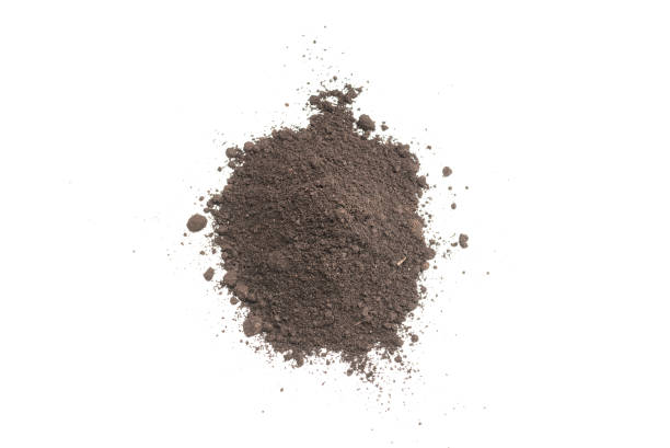 istock Black land for plant isolated on white background. 1383510307