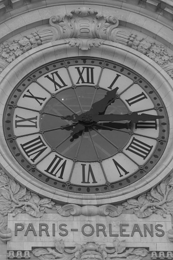 Close up of exterior clock face, Paris France