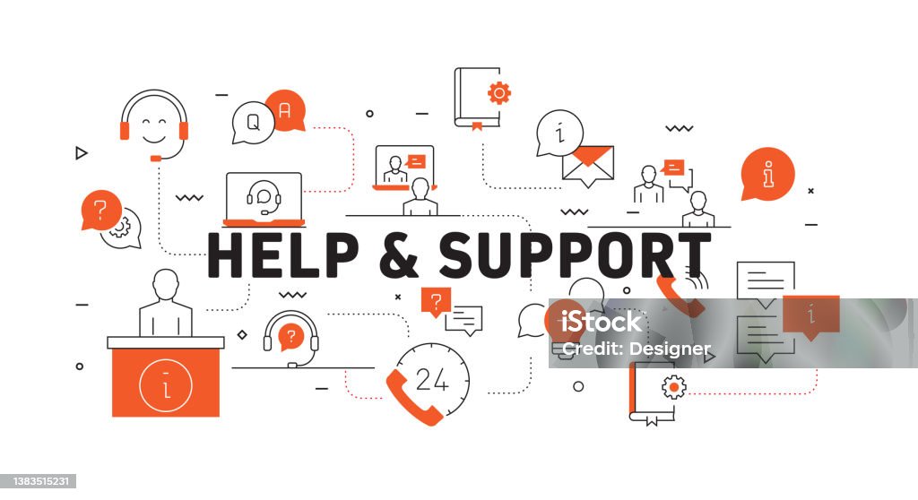 Help Chain Support Help And Support Related Modern Line Style Vector Illustration Stock ...