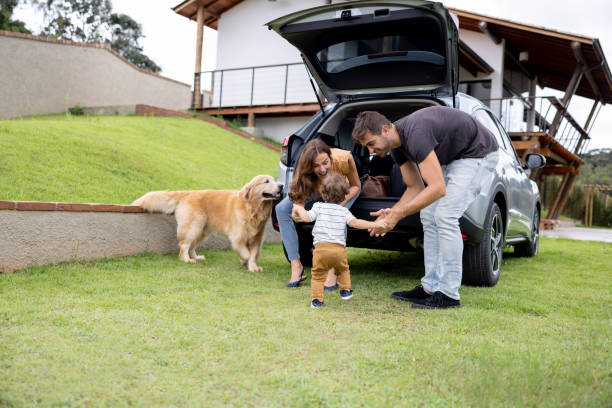 istock Excited family going on a trip by car 1383517006