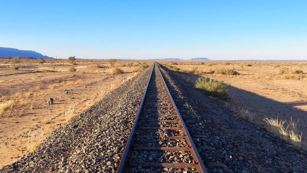 istock Low-angle view of rails in the Namib Desert, Namibia 1383522881