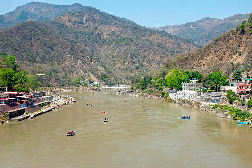 Rafting on the rivere Ganga at Rishikesh in India