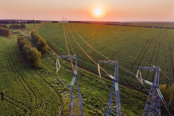 istock Transmission tower, power tower or electricity pylon 1383529350