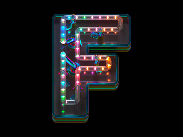 istock Blink led font. Colorful light. Letter F 1383533231
