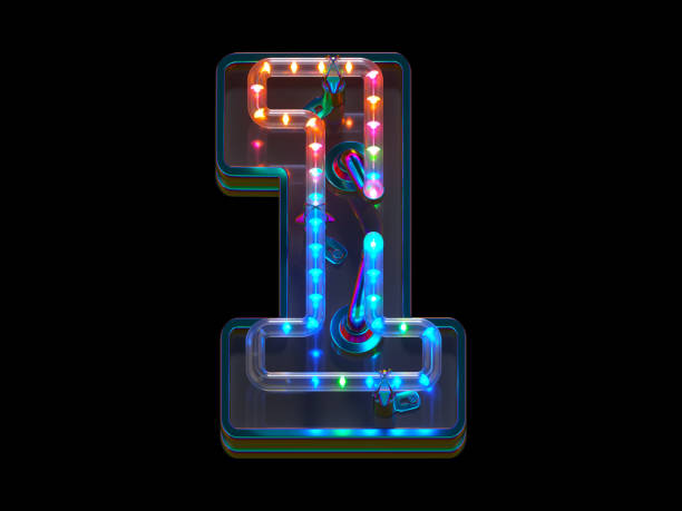 istock Blink led font. Colorful light. Number 1 1383533329