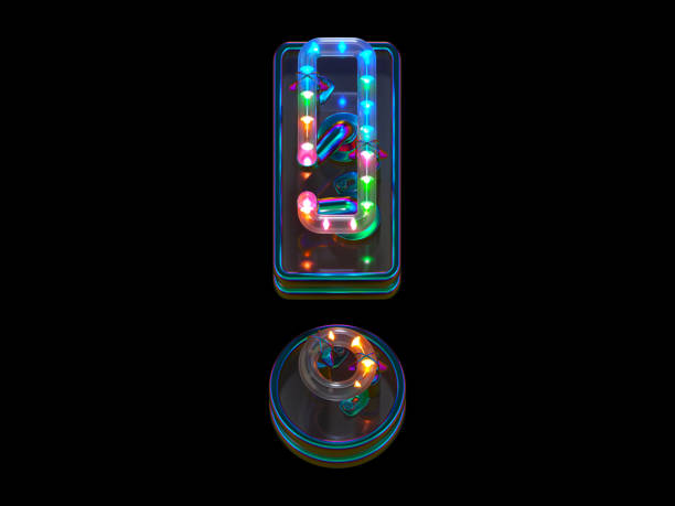 istock Blink led font. Colorful light. Exclamation symbol 1383533600