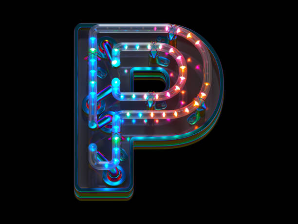 istock Blink led font. Colorful light. Letter P 1383533670