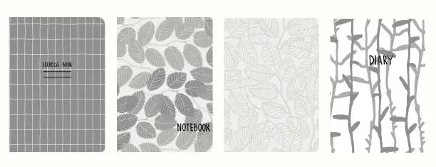 Vector illustration of Cover page vector templates with elm tree leaves. Headers isolated and replaceable