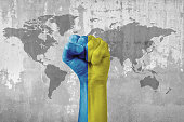 Ukraine Flag on hands punch