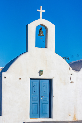 bell tower of a church in Ios, Greece