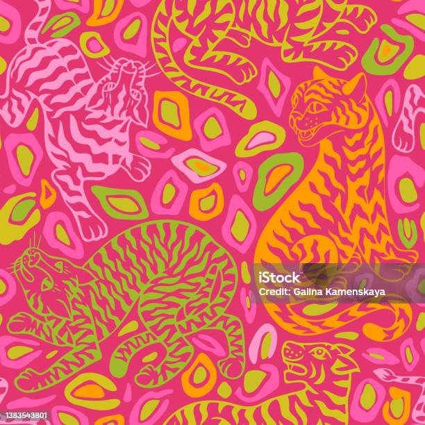 Pattern Predator Vector Tropical Seamless Pattern Jungle Predator With Abstract Geometric ...