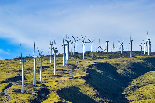 Wind farm on Hill in Maalwea, Maui, Hawaii