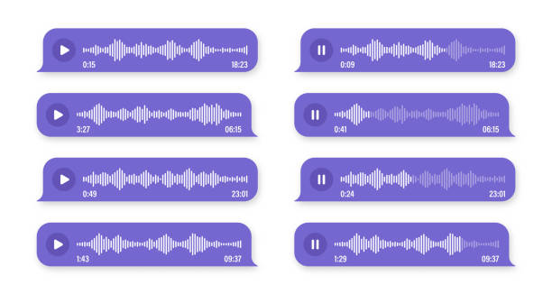 음성, 오디오 메시지, 음성 거품. sms 텍스트 프레임입니다. 소셜 미디어 채팅 또는 메시징 앱 대화. 음성 비서, 레코더. 음파 패턴. 벡터 일러스트레이션 - wave pattern audio stock illustrations