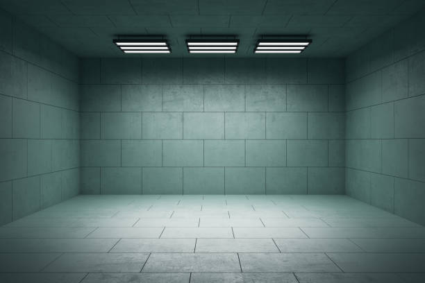 istock Abstract gray grunge concrete interior with light and mock up place on wall. 3D Rendering. 1383549440