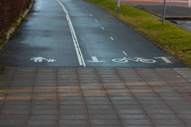 Road marked as reserved for walking and two lane bicycling