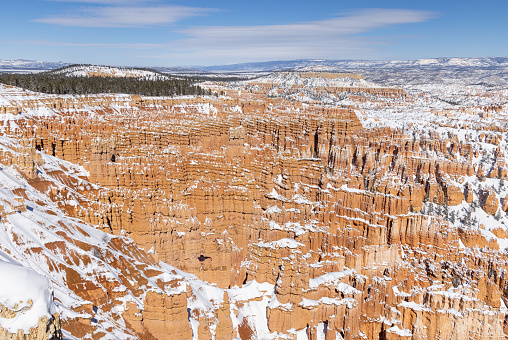 a scenic snow covered landscape in Bryce Canyon National Park Utah in winter