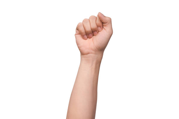 istock Hand with clenched a fist, isolated on a white background with clipping path 1383552385