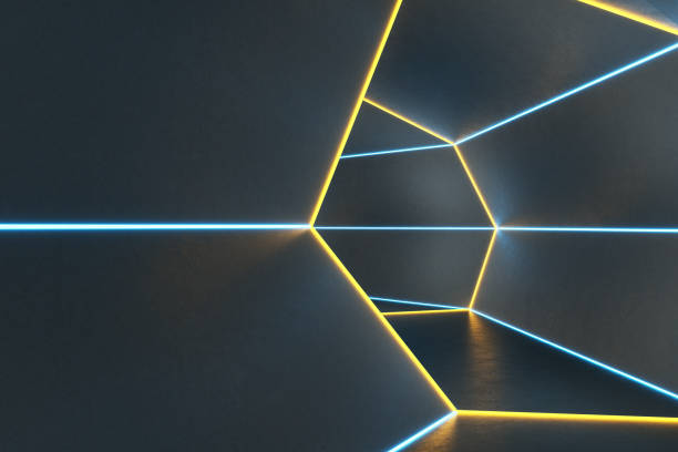 istock Creative gray futuristic corridor with lights. Spaceship concept. 3D Rendering. 1383553393