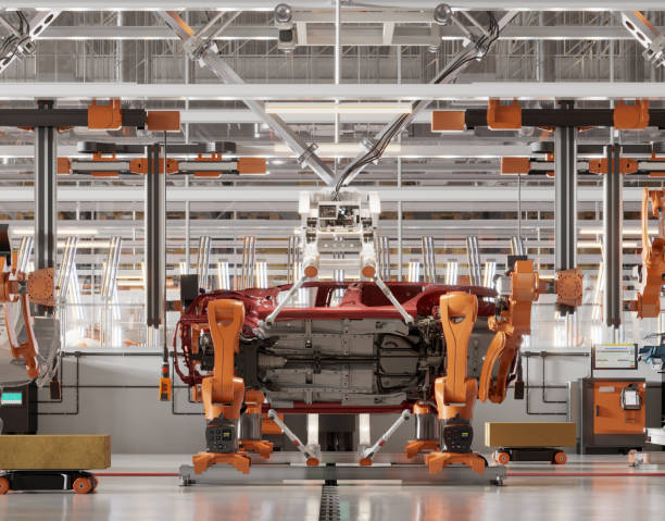 istock Modern car production line in 3d 1383556835