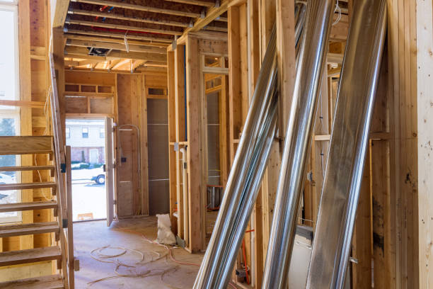 istock Installing air condition system for wall air ventilation and cleaning system pipes on the under construction 1383558571