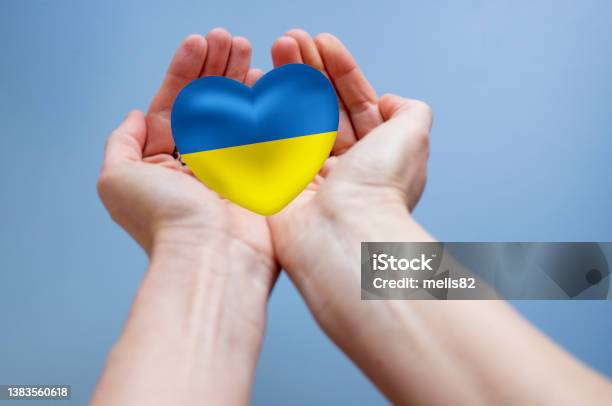 Pray For Ukraine No War And Peace Concept Stock Photo - Download Image Now - Support, Heart Shape, Assistance