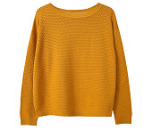 Yellow sweater isolated on white.Trendy women's clothing..Knitted apparel. Clothes.Jumper.