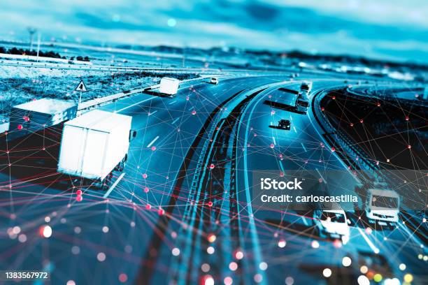 Autonomous Transportation Driverless Automotive Stock Photo - Download Image Now - Truck, Mode of Transport, Technology