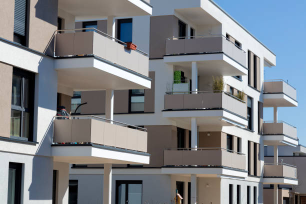 istock Apartment Building with Balconies, Modern New Architecture 1383586625