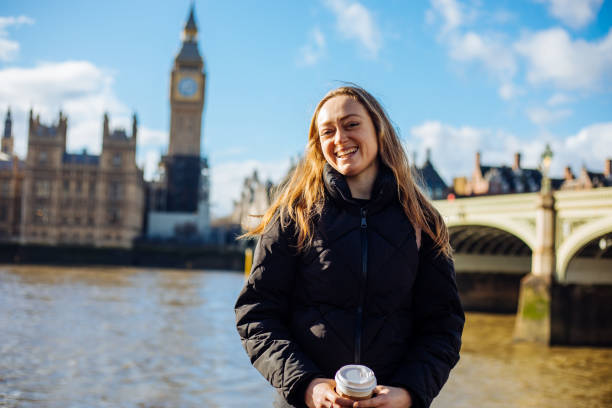 istock Beautiful Woman having fun at Westminster 1383594847