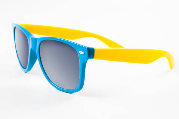 Blue and yellow Sunglasses stock photo