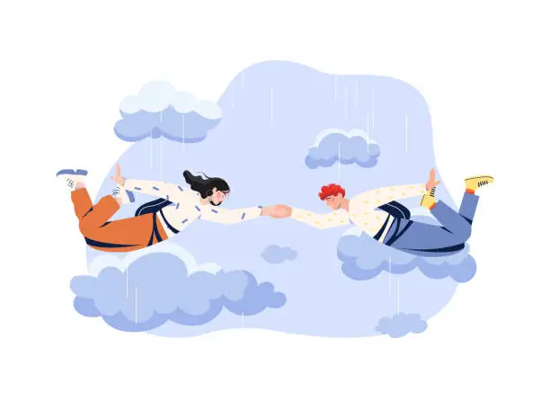 Vector illustration of Skydiving adventures concept