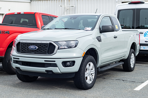 March 9, 2022 - Dartmouth, Canada - A 2022 Ford Ranger XLT Pickup Truck at a Ford dealership. Ford offers the Ranger in XL, XLT and Lariat trim levels.