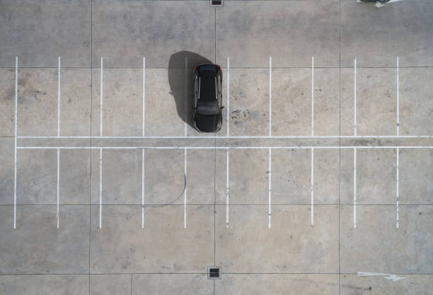 istock Empty parking lots, aerial view. 1383639460