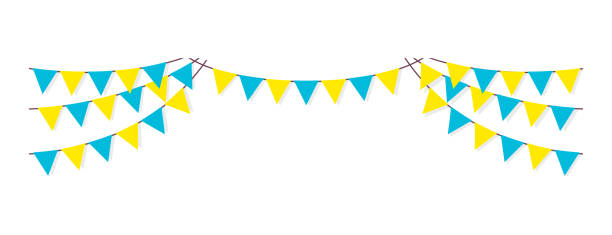 Bunting garland (pennant flags) decoration illustration Bunting garland (pennant flags) decoration illustration entertainment event stock illustrations