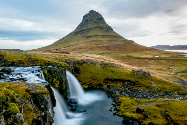 The church Mountain in twilight, Iceland stock photo