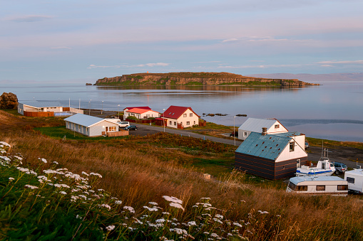 Nature scene of Drangsnes, a small village in northwest fjord, Iceland