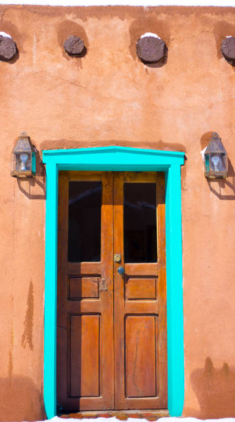 istock Santa Fe, NM: Traditional Old Door in Snow 1383673516