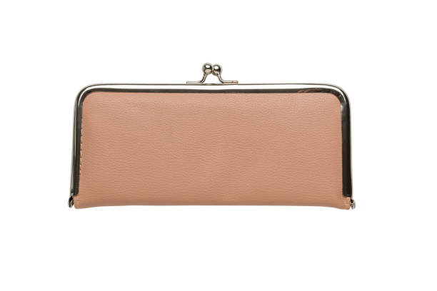istock Light leather women's wallet isolated on a white background. Flat lay. 1383684009