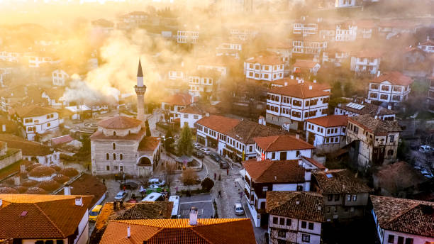 The old town of Safranbolu at sunset moment, Turkey stock photo