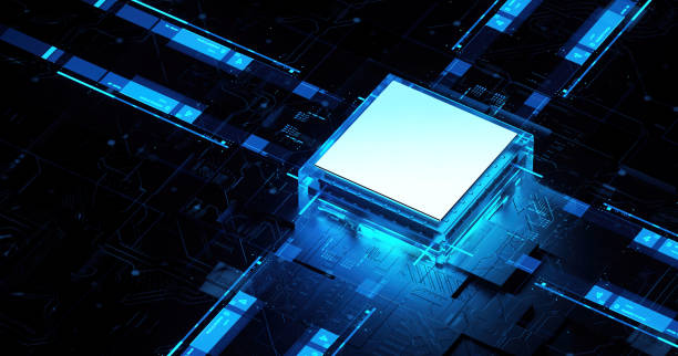 istock 3D rendering of cyberpunk AI. Circuit board. Technology background. Central Computer Processors CPU and GPU concept. Motherboard digital chip. Tech science background. 1383697016