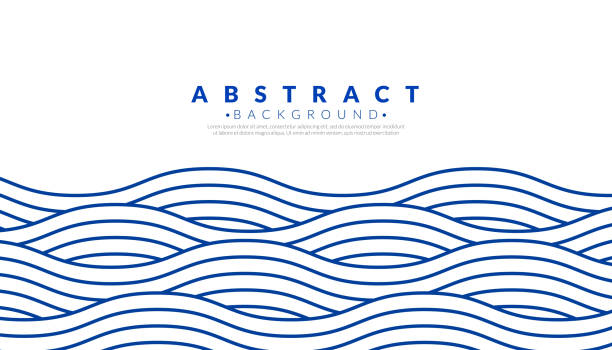 illustrations, cliparts, dessins animés et icônes de fond de motif de ligne d’onde d’eau bleue. concept de style japonais. illustration vectorielle. - eau
