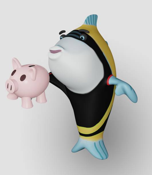 istock Piggy Bank and Fish 1383703484