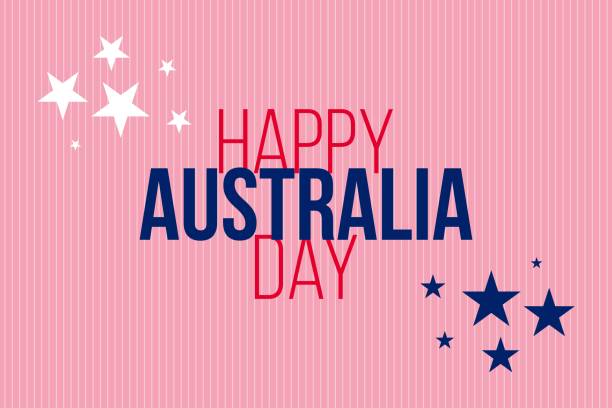 ilustrações de stock, clip art, desenhos animados e ícones de happy australia day typography with stars.  australia day celebration. - australia australia day celebration flag
