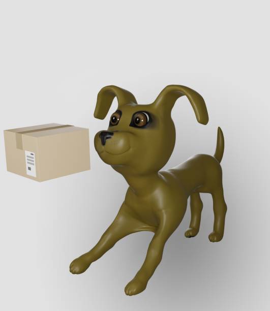 3D render of Shipping Box and Dog